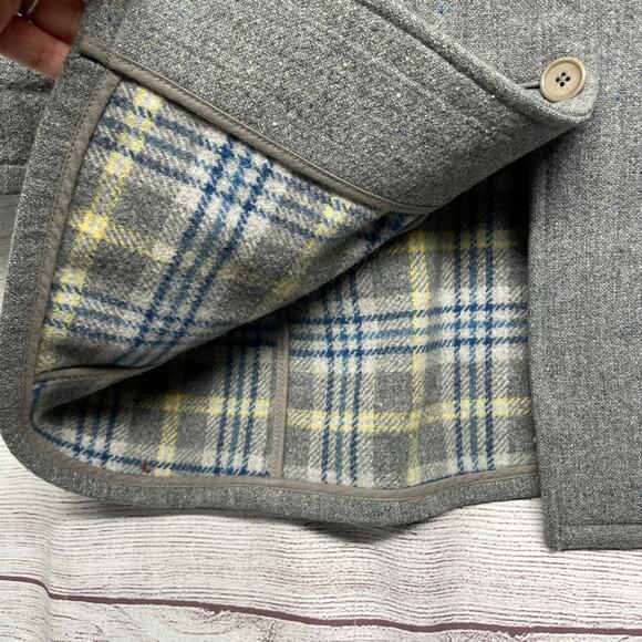 Abercrombie & Fitch gray wool blend jacket trench coat size L - Picture 7 of 13